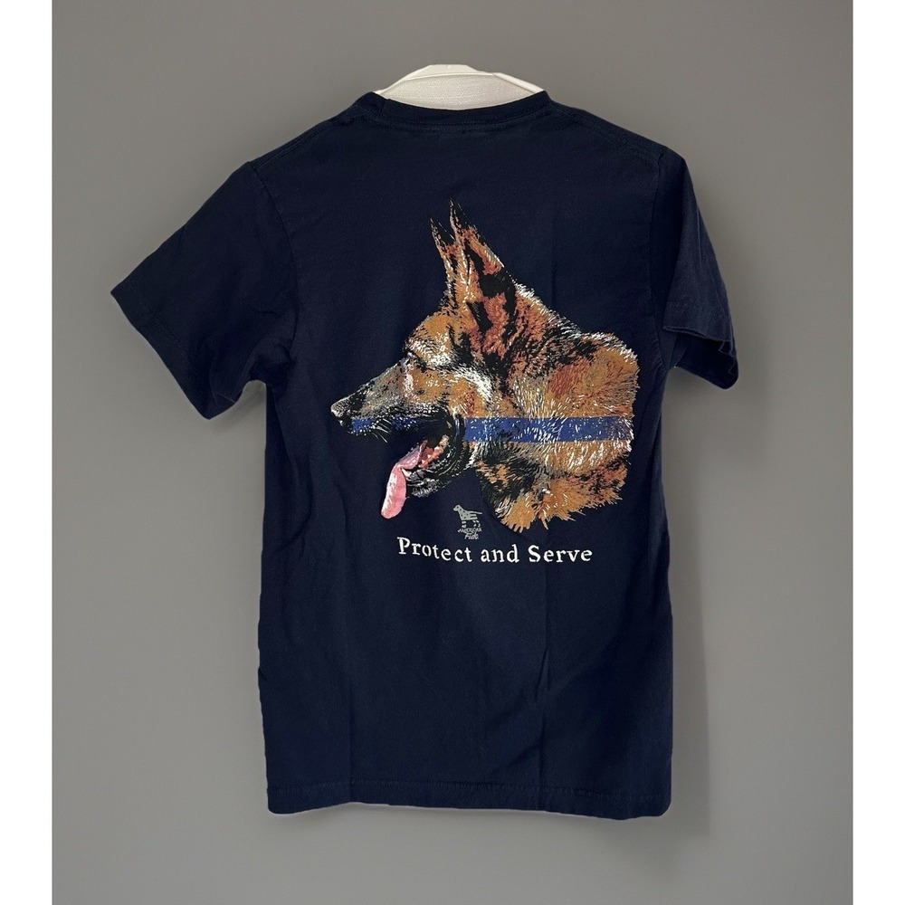 American Fido Protect & Serve T-Shirt S Navy Blue‎ German Shepherd Dog